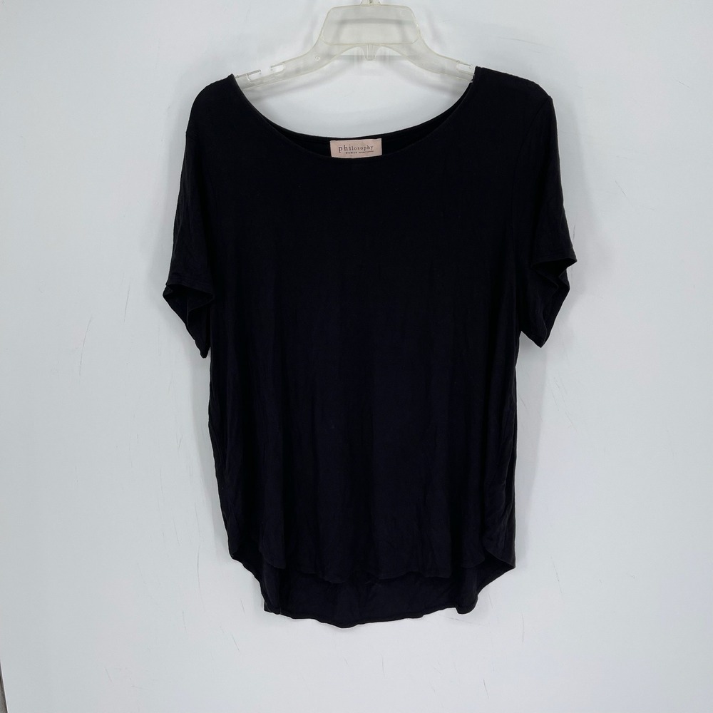 Philosophy Women's Black Short Sleeve Stretch Scoop Neck T-Shirt Plus Size 1X